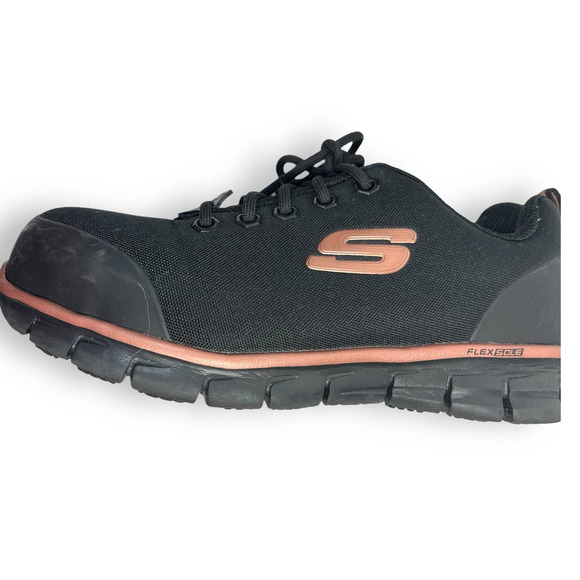 Skechers Work Sure Track Slip Resistant Shoes, Chiton Alloy Toe | Wmns 6.5 Black - Picture 6 of 15